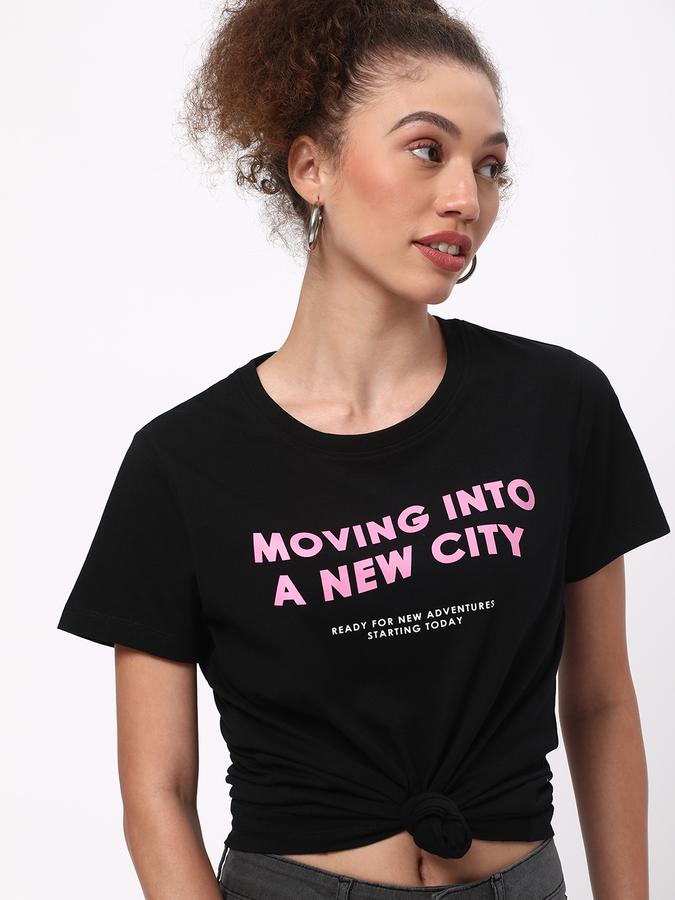 Women Cotton Regular Fit Crew Neck Graphic T-shirt