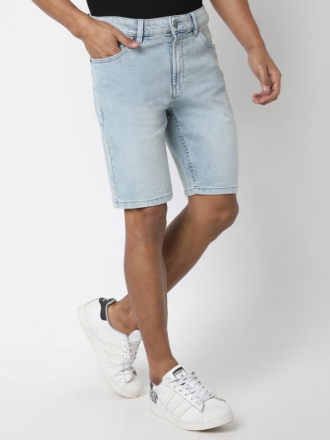 Boys Denim Slim Fit Button Closure Clean Hem Shorts