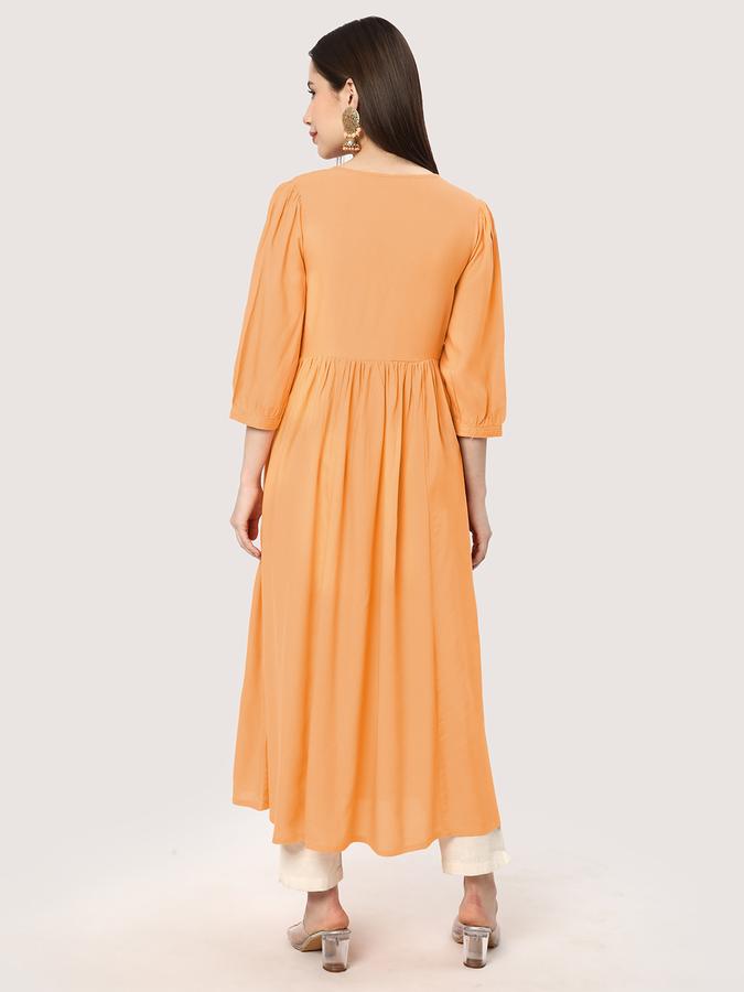 Women Rayon Regular Fit V Neck Embellished Kurta