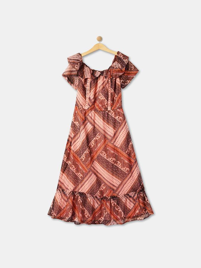 Girls Women Floral Print A-Line Dress image number 1