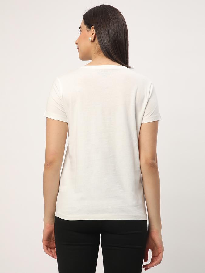 Women Typographic Print Regular Fit Round-Neck T-Shirt image number 2