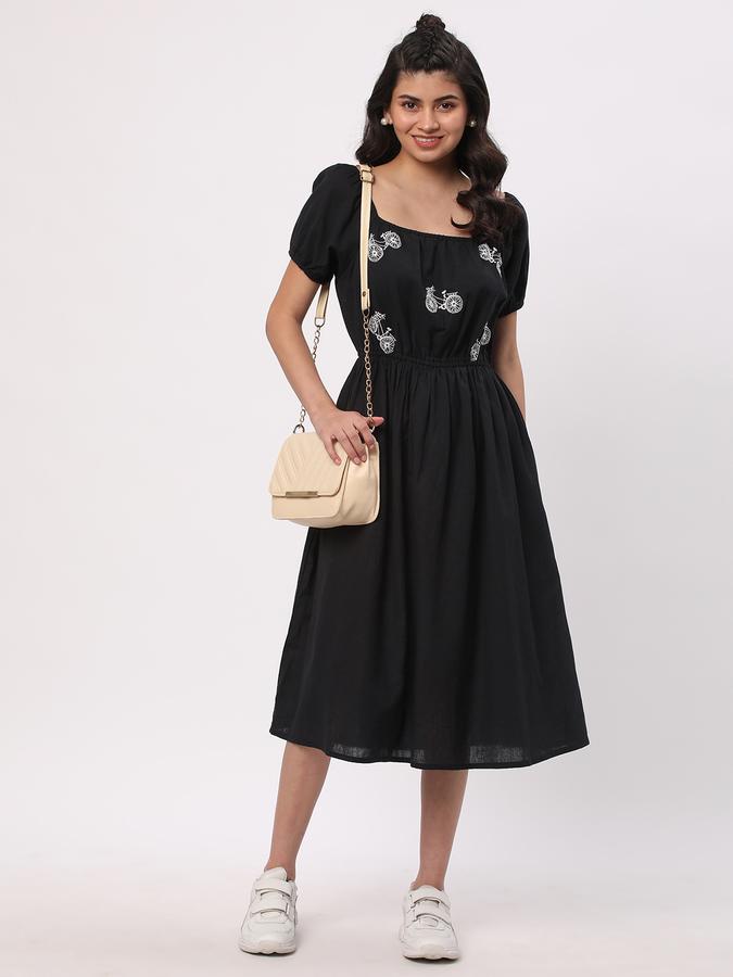 Women Rayon Embroidered Fit And Flare Ethnic Dress