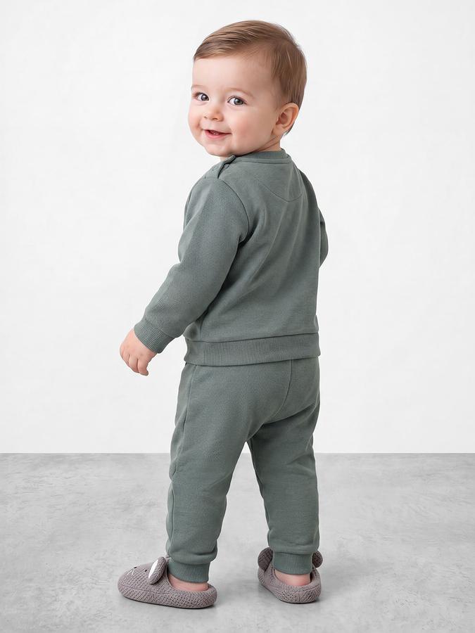 R&B Boys Green Animal Graphic Print Long Sleeve Sweatshirt & Joggers Set