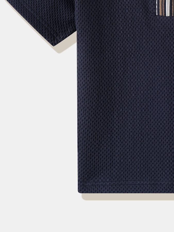 Boys Cotton Regular Fit Zip Neck Solid T-shirt