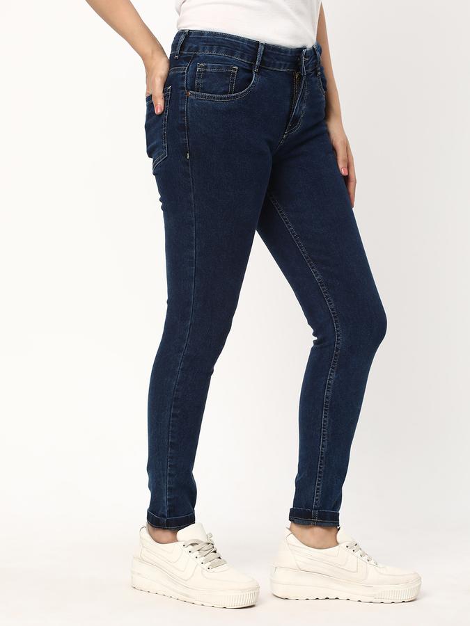Women Stretch Denim Skinny Fit Mid Rise Dyed Wash Jeans