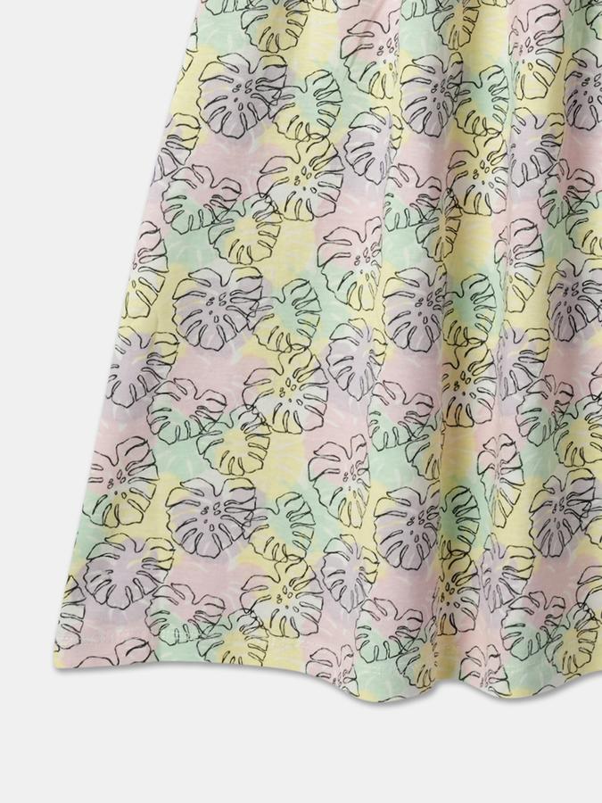 Girls Leaf Print Fit & Flare Dress image number 3