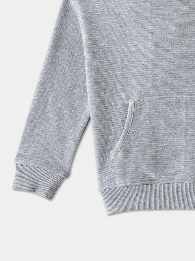 Boys Cotton Relaxed Fit Hooded Textured Hoodie
