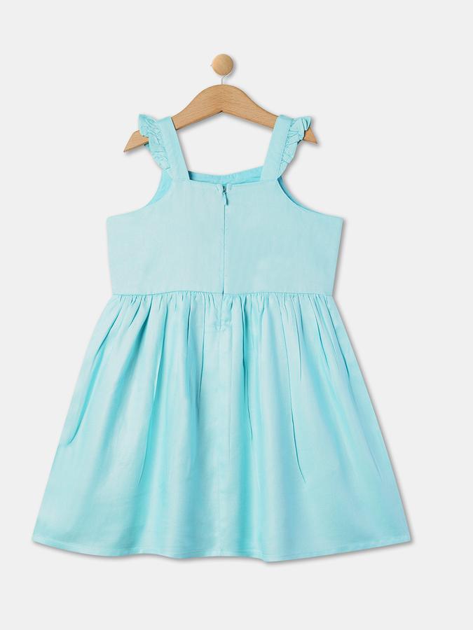 Girls Cotton A-Line Round Neck Embroidered Dress