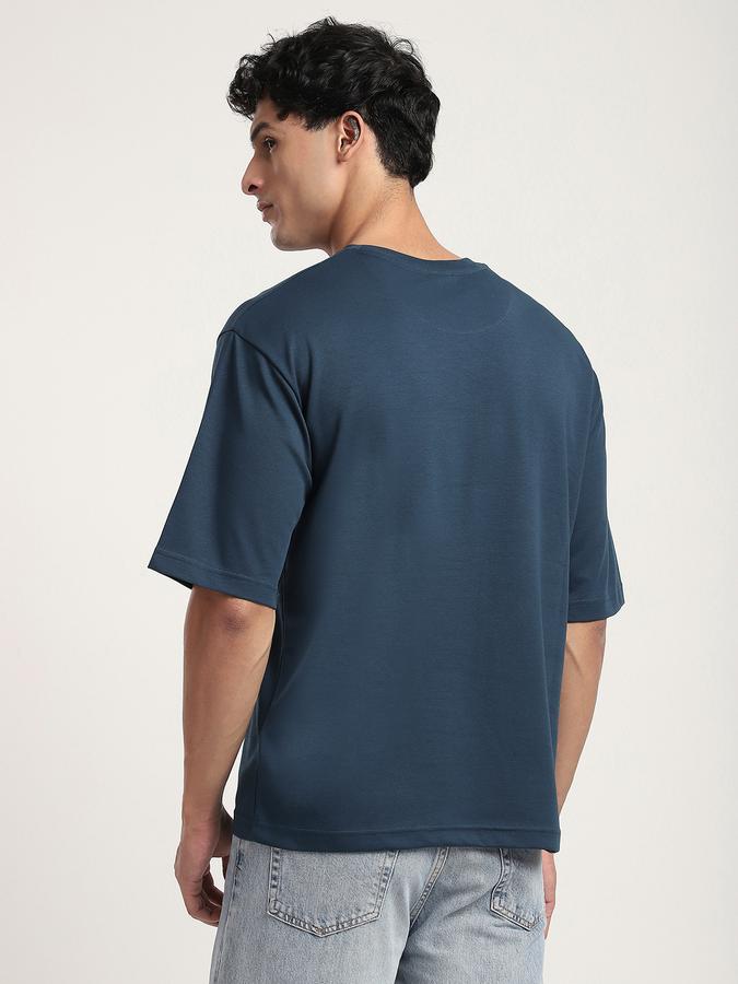 Men Cotton Blend Relaxed Fit Crew Neck Solid T-shirt