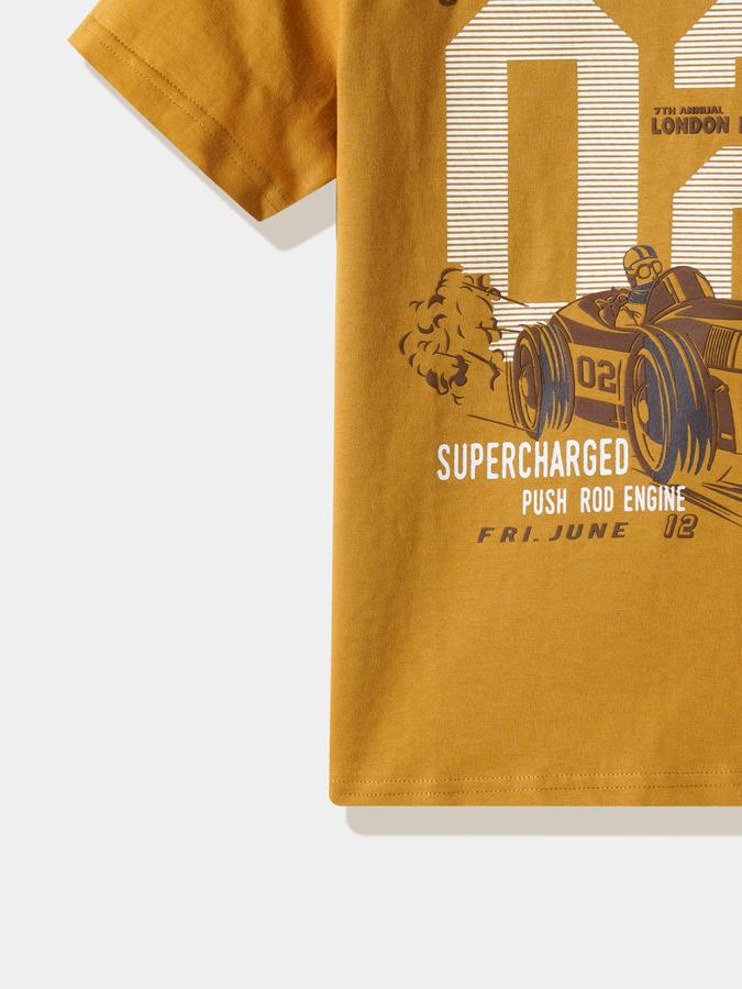 Boys Cotton Regular Fit Crew Neck Graphic T-shirt