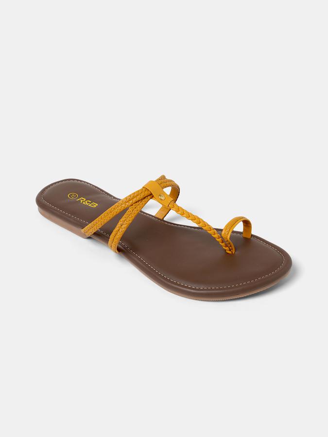 R&B Women Mustard Flat Sandals image number 2