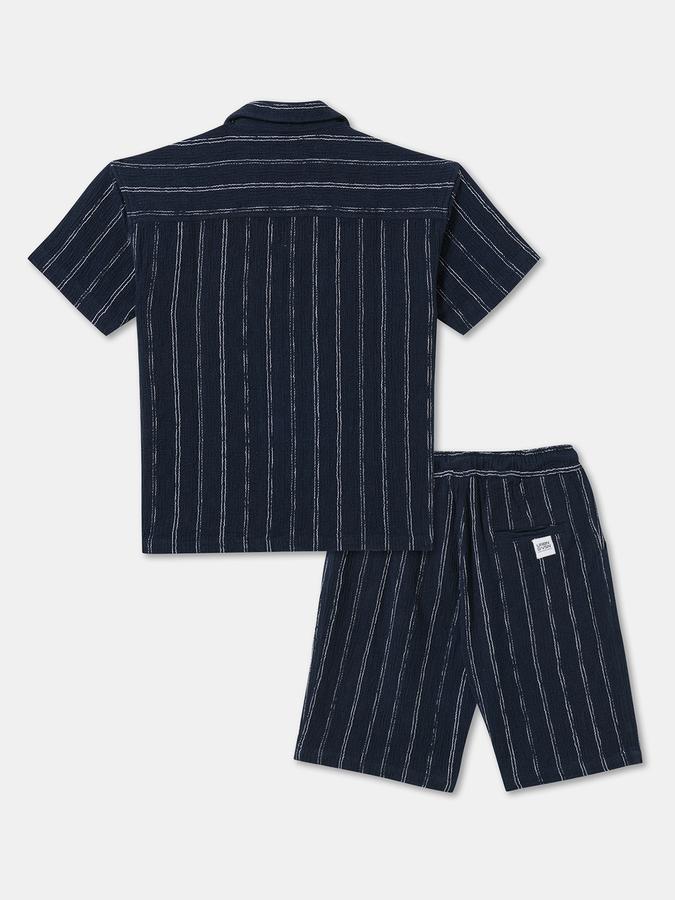 Boys Striped Short Sleeve Shirt with Shorts Fashion Set