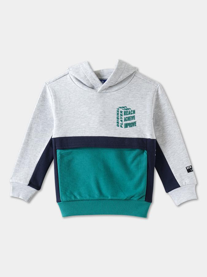 Boys Cotton Blend Relaxed Fit Hooded Colorblock Hoodie