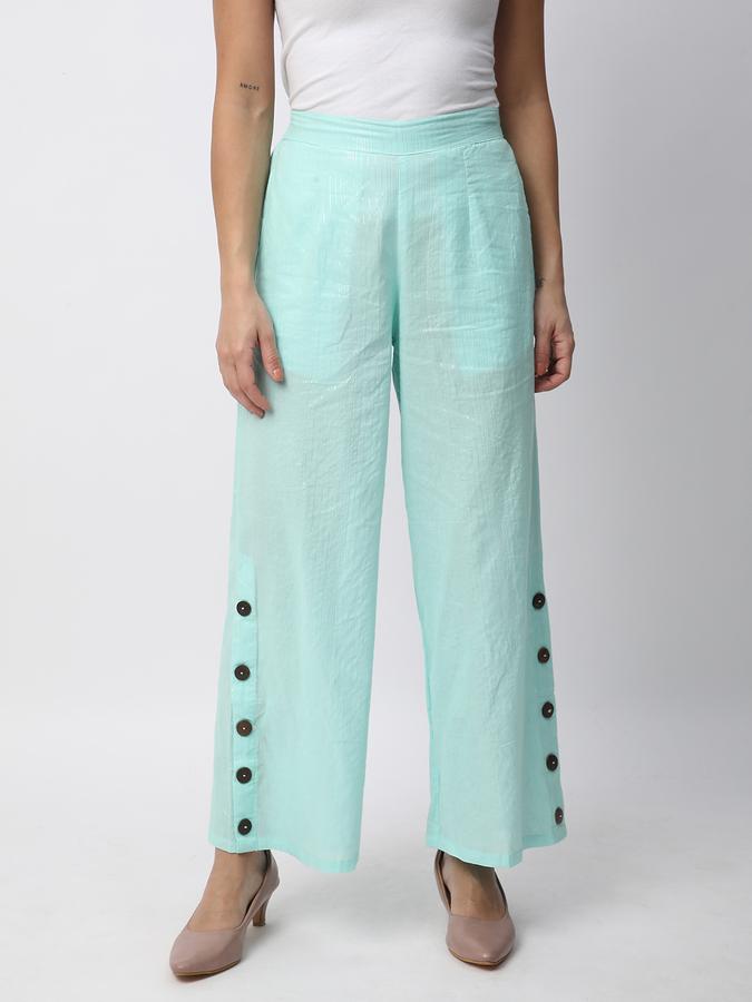 Women Cotton Culottes Elasticated Self Design Trousers