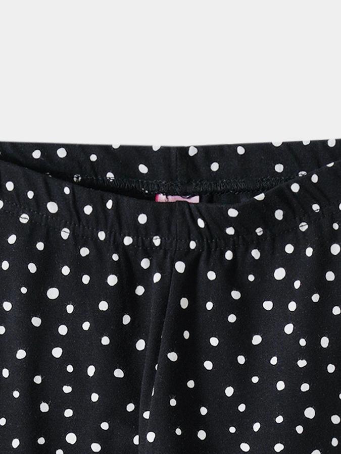 R&B Girls Black &amp; White Dots Printed Leggings