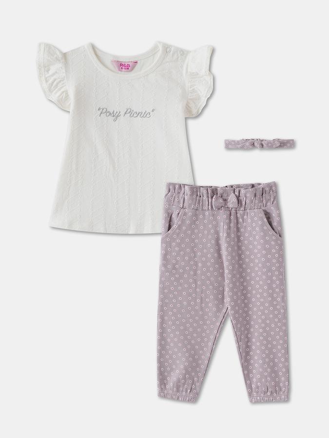 R&B Girls' Ivory Printed Co-ord Set