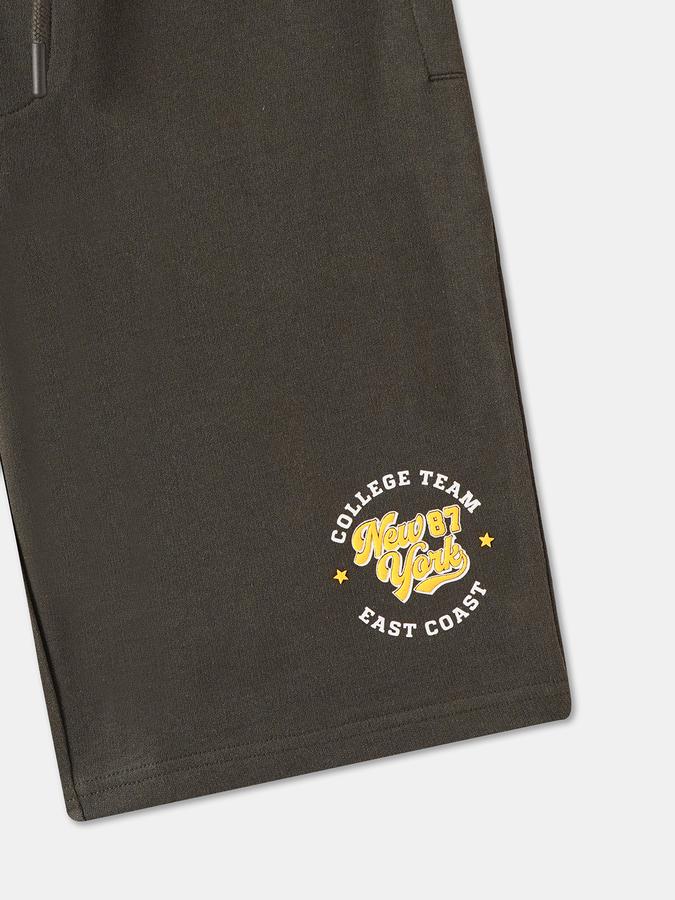 Boys Cotton Graphic Print Drawstring Waist Clean Hem Shorts