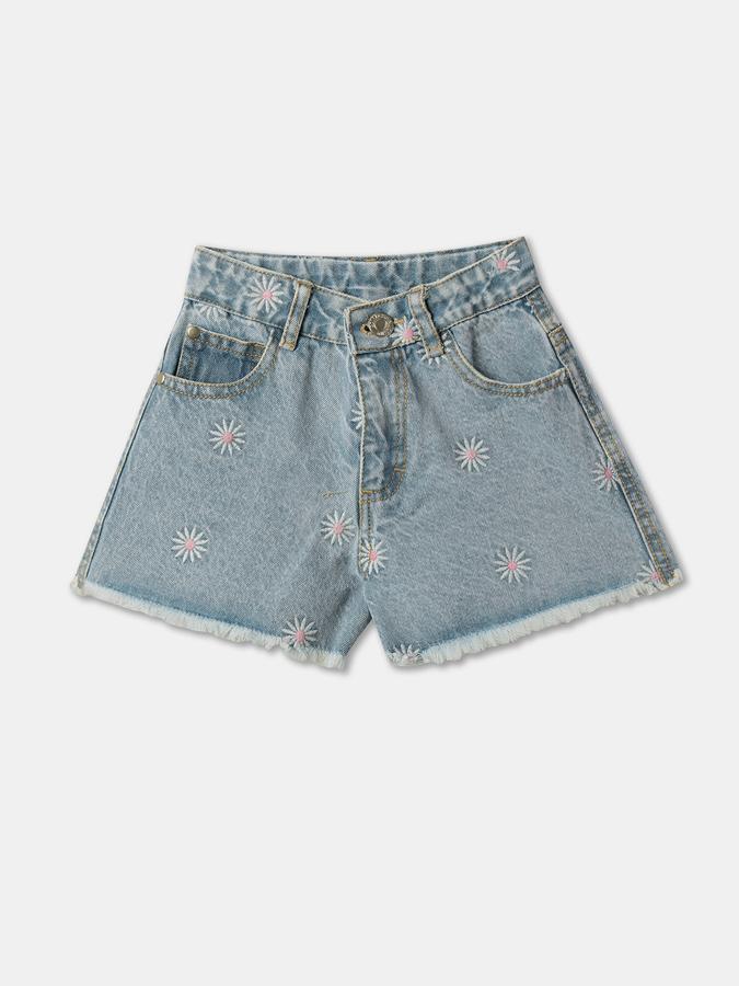 Girls Embroidered Regular Fit Shorts image number 0