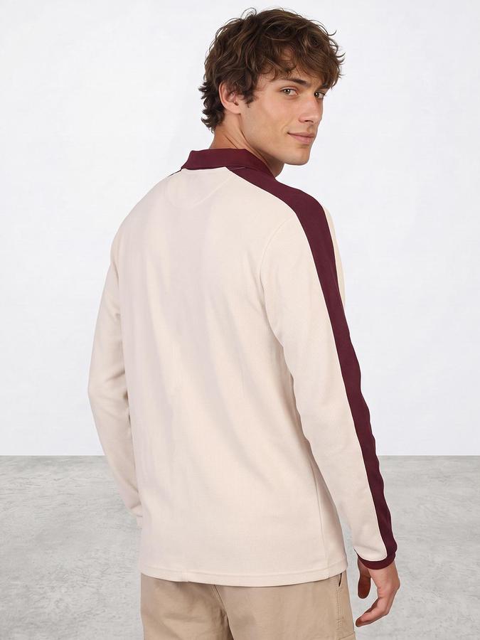 R&B Men Cream Graphic Print Round Neck Long Sleeves Sweatshirt