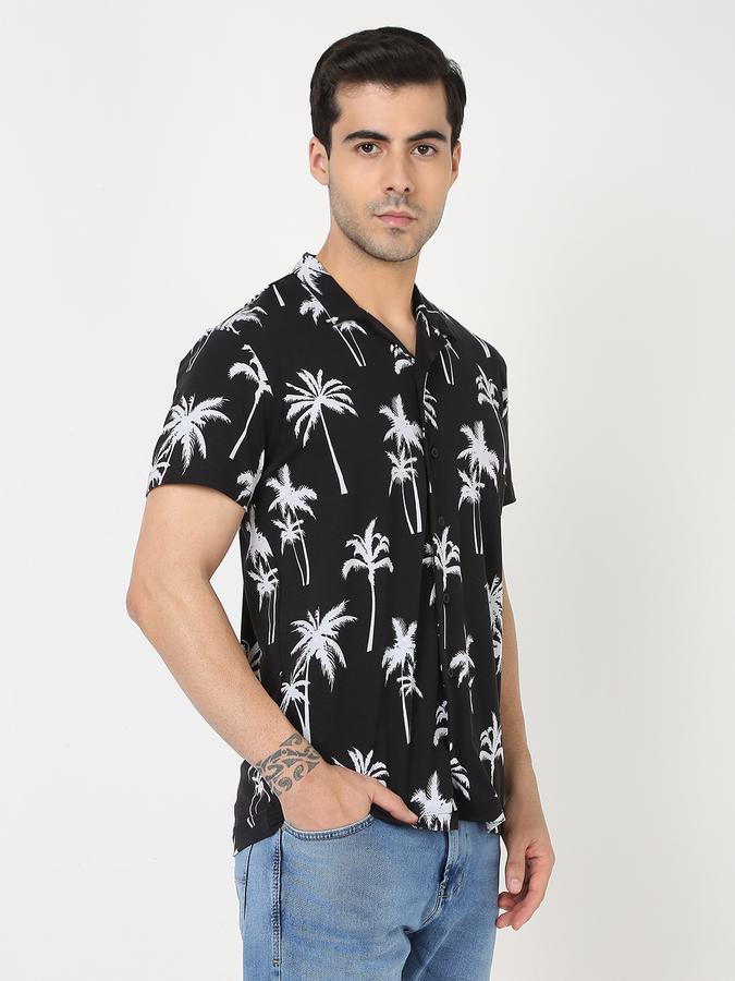 Men Cotton Regular Fit Cuban Collar Printed Shirt