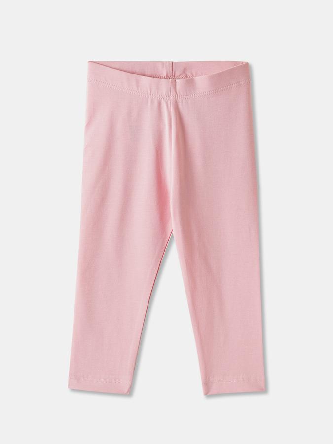 Girls Cotton Blend Fitted Elastic Waist Solid Leggings