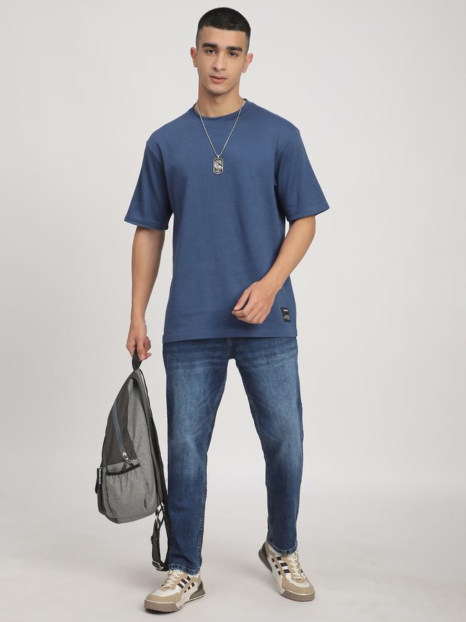 Men Polycotton Relaxed Fit Crew Neck Solid T-shirt