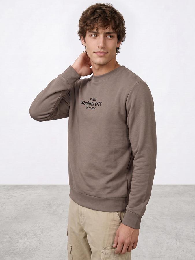 R&B Men Frappe Typography Print Round Neck Long Sleeves Sweatshirt