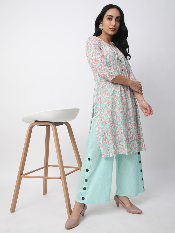 Women Cotton Culottes Elasticated Self Design Trousers