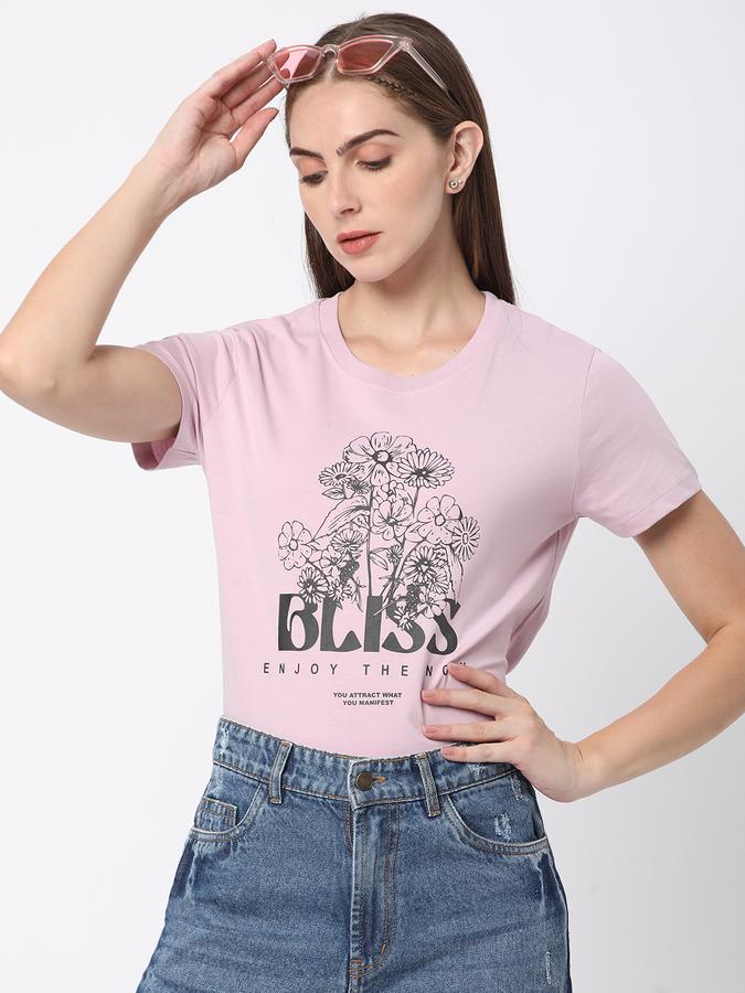 Women Cotton Relaxed Fit Crew Neck Graphic T-shirt