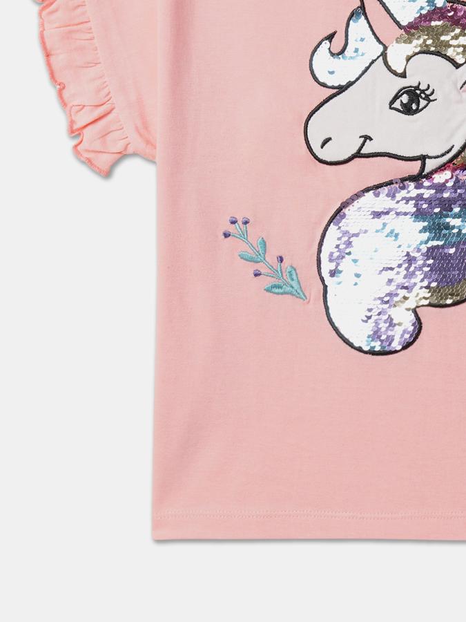 Girls Embellished Top with Short Sleeves image number 3