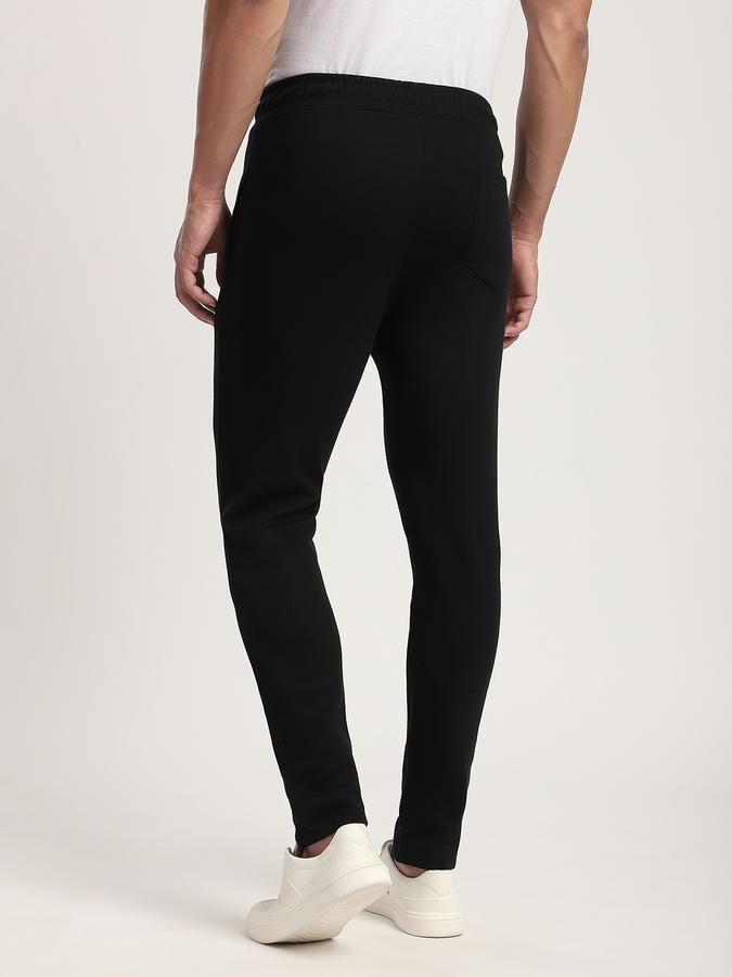 Men Cotton Blend Regular Fit Drawstring Cuffed Solid Trousers