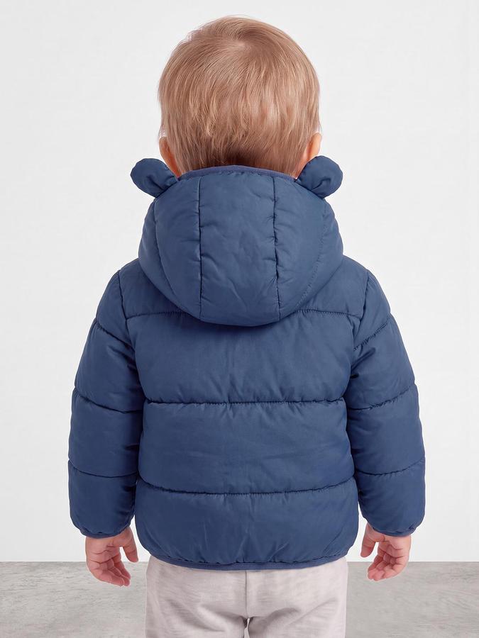 R&B Boys Blue Self Design Hooded Long Sleeves Puffer Jacket