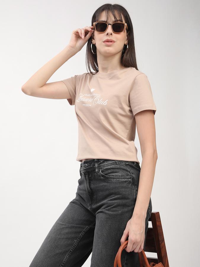 Women Cotton Relaxed Fit Crew Neck Graphic T-shirt