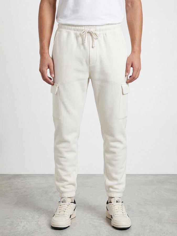 R&B Men White Straight Fit Solid Track Pants 