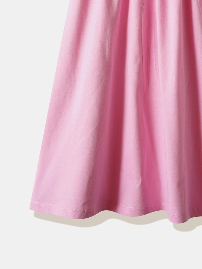 Girls Cotton Regular Fit Crew Neck Printed Dress