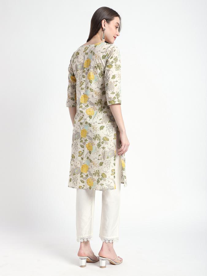 Women Viscose Regular Fit Round Neck Printed Kurta