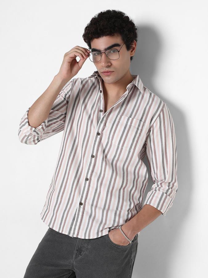 R&B Men's Pink Striped Shirt
