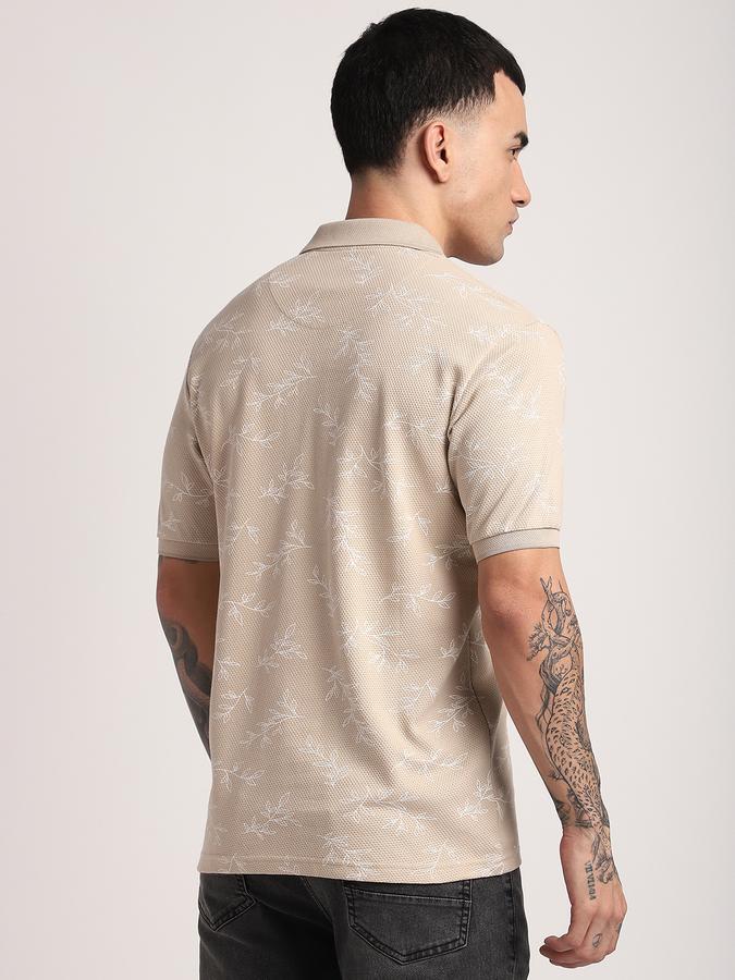 Men Cotton Regular Fit Polo Neck Graphic T-shirt