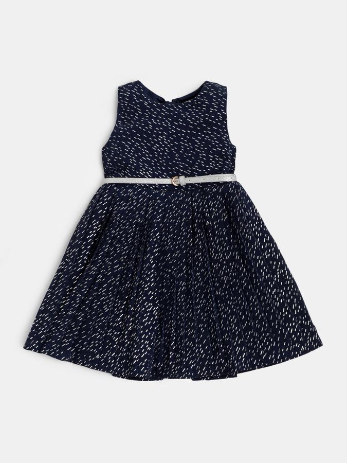 Printed Fit & Flare Dress with Belt