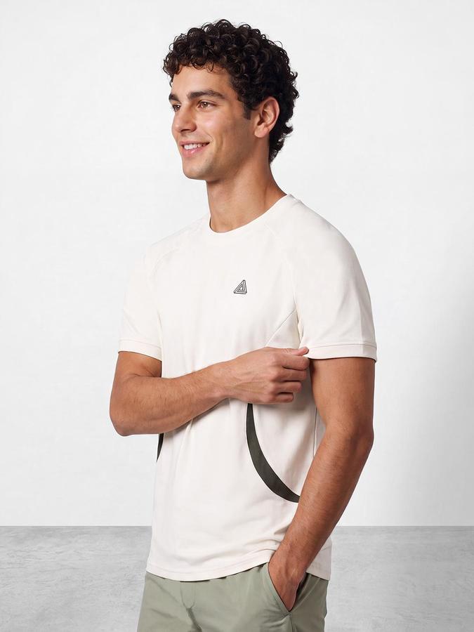 R&B Men Beige Back Print Short Sleeves Tshirt