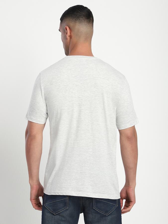 R&B Men's Ecru Melange Printed T-Shirt