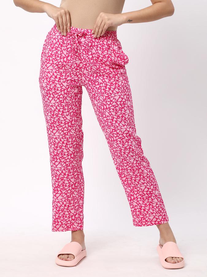 Women Rayon Regular Fit Drawstring Waist Printed Pajama Pants