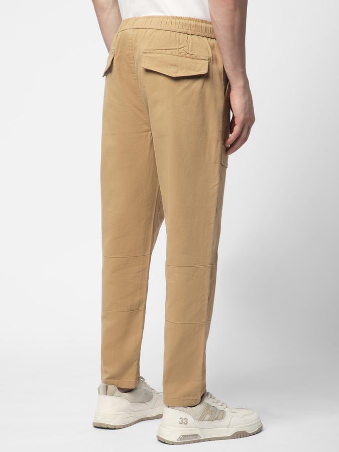 Men Cotton Regular Fit Flat Front Cargo Trousers