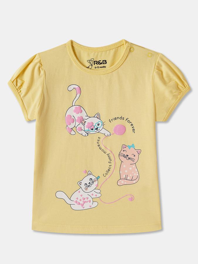 R&B Baby Girls Graphic Print Pure Cotton Regular T Shirt
