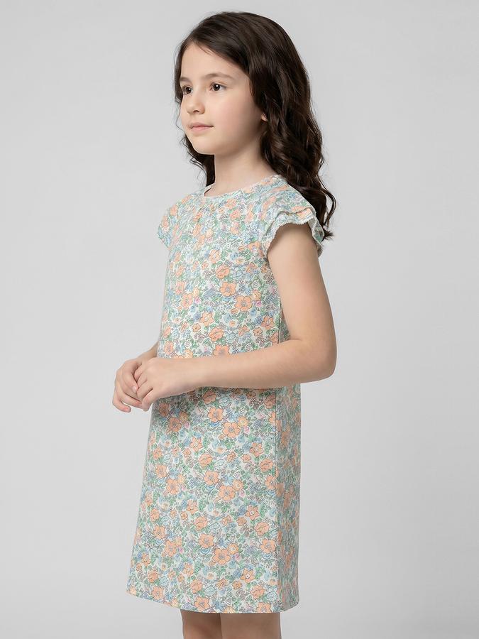 R&B Multi Color Printed Girls Round Neck Short Sleeves Dresses