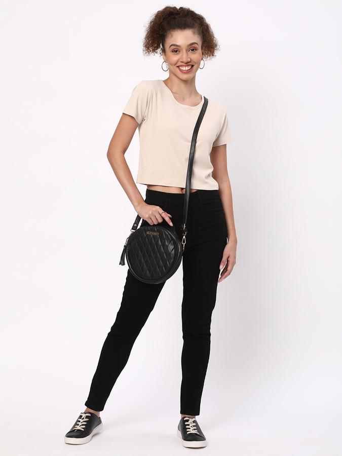 Women Ribbed Regular Fit Round-Neck Top image number 1