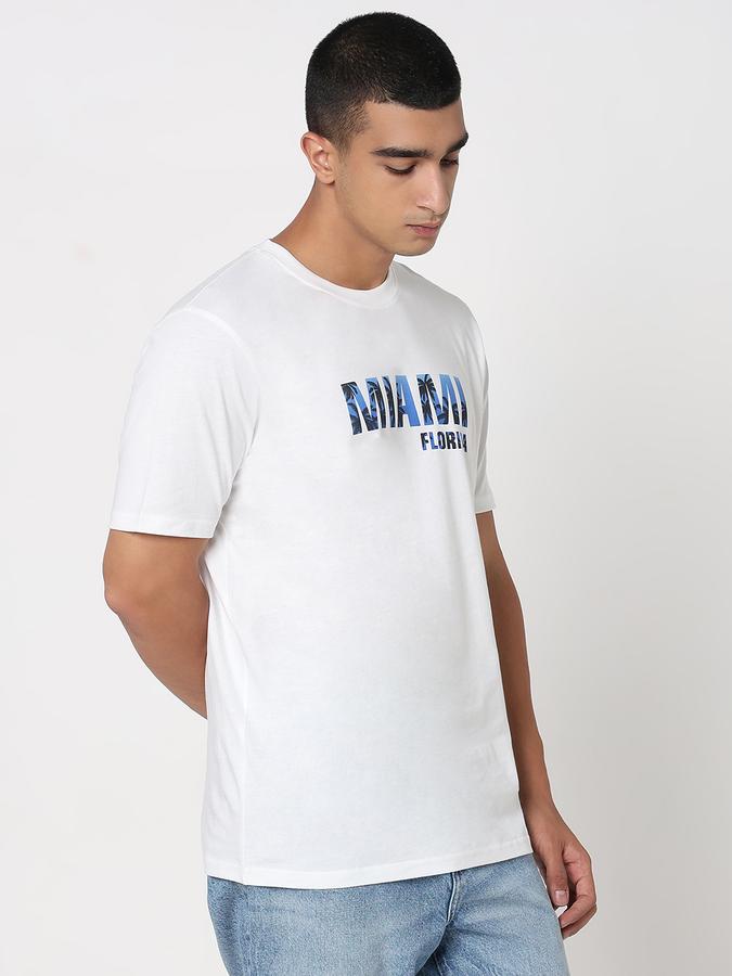 R&B Men's White Printed T-Shirt