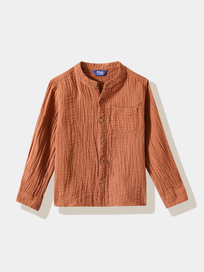 Boys Cotton Regular Fit Long Sleeve Solid Shirt