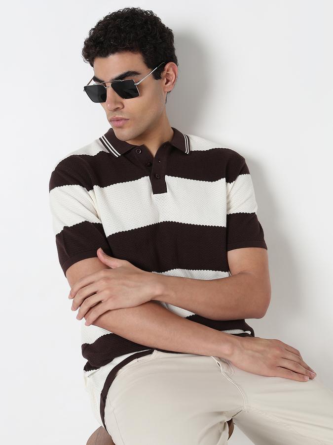 R&B Men's Green Striped T-Shirt