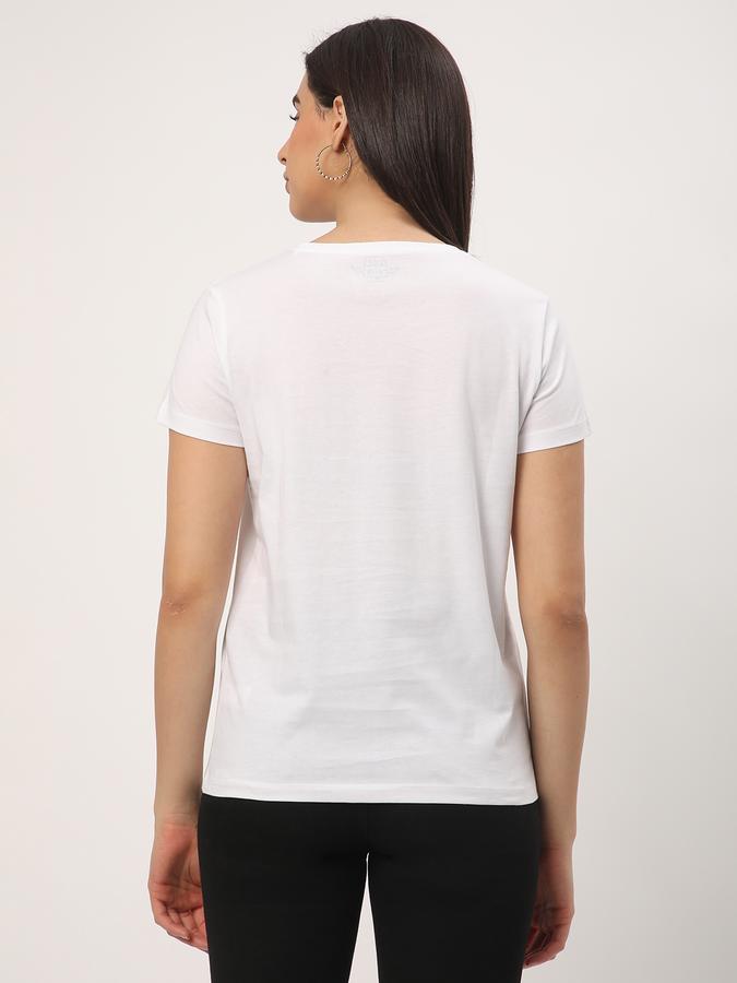 Women Cotton Regular Fit Round Neck Slogan T-shirt